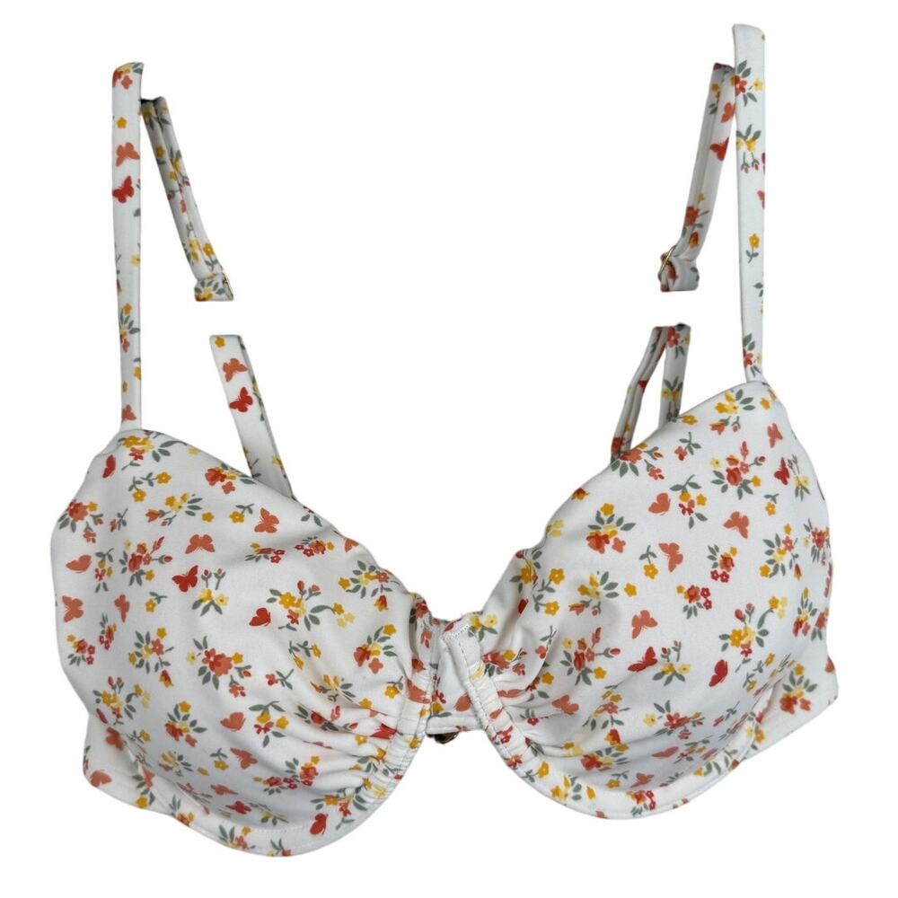NWT Hollister Floral & Butterfly Bikini Swim Top w/underwire-L(36C/34DD/38B/36D)
